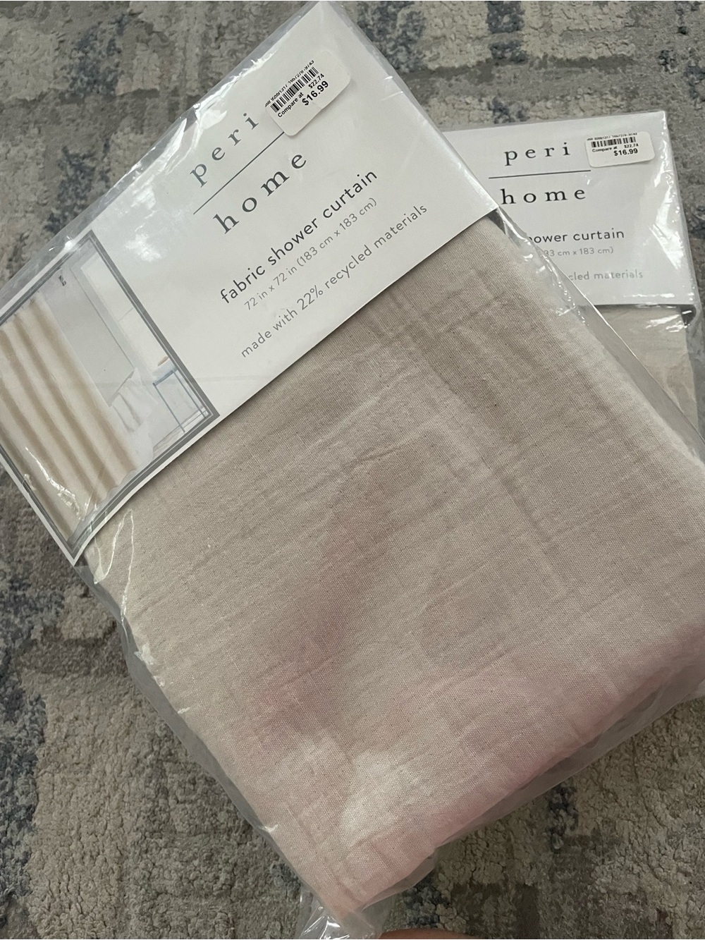 2 peri home Fabric Shower Curtains- Light Beige
